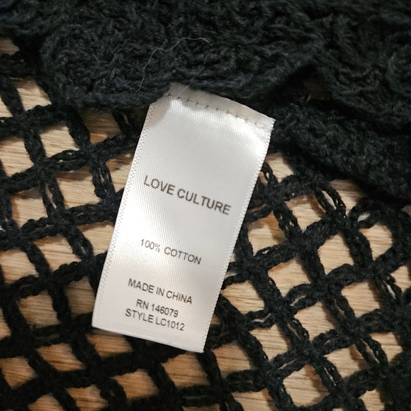 Love Culture Black Crochet Shrug Cocoon Sweater M/L - Picture 4 of 4